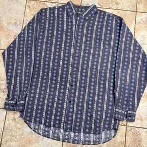 Vintage 90’s Western Patterned Button Up Brush-popper Style Shirt Sz Medium